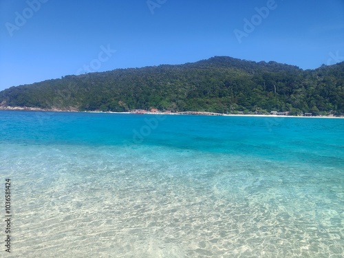 Clear Sea Water with Blue Skies