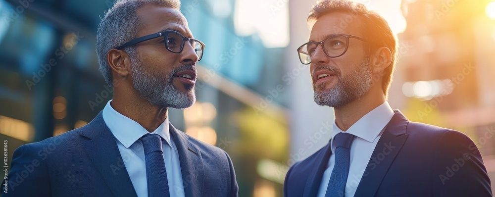 Business professional talking with coworker, Generative AI