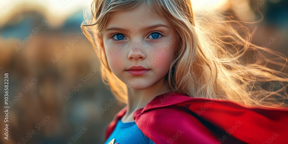 Girl in superhero costume, Generative AI