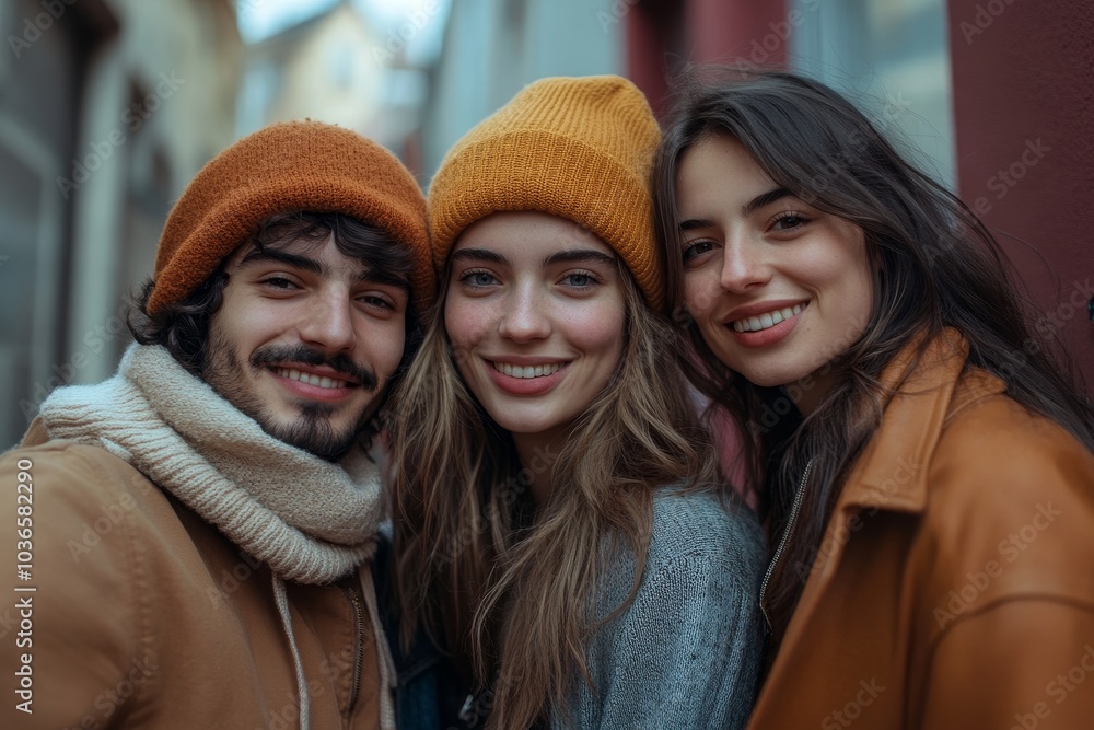Friends posing for their social media post photo, Generative AI