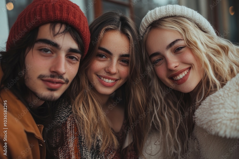 Friends posing for their social media post photo, Generative AI