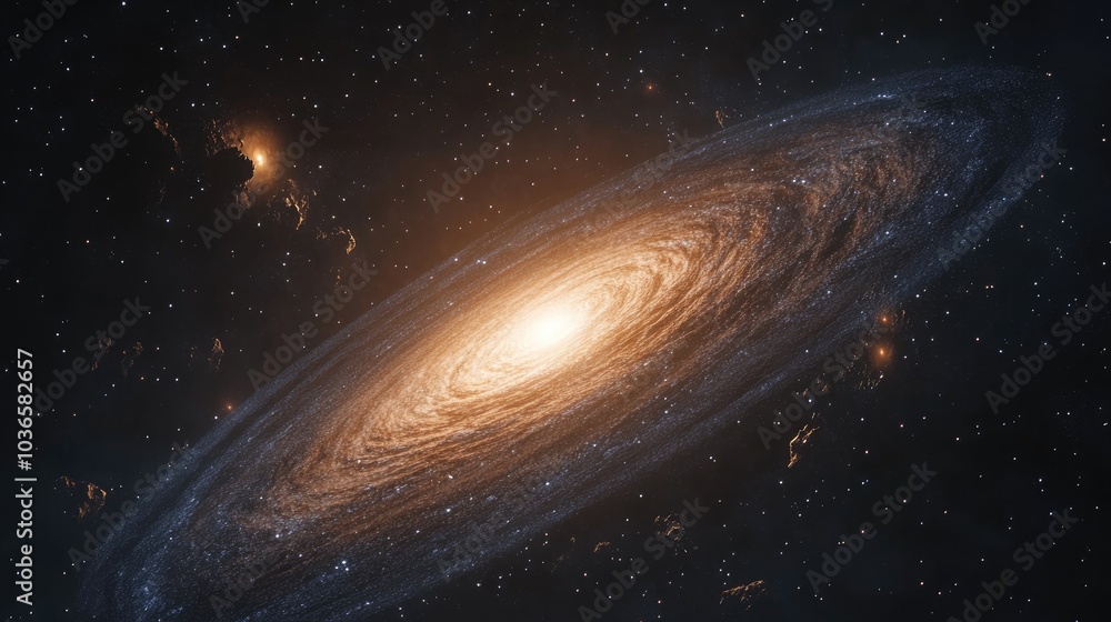 Fototapeta premium 3D cartoon visualization of a magnificent galaxy in the depths of space