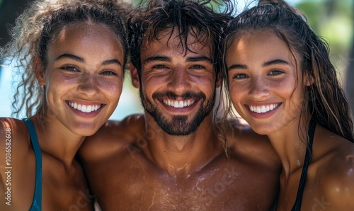Obraz na płótnie Fitness friends embracing fun lifestyle, Generative AI w salonie
