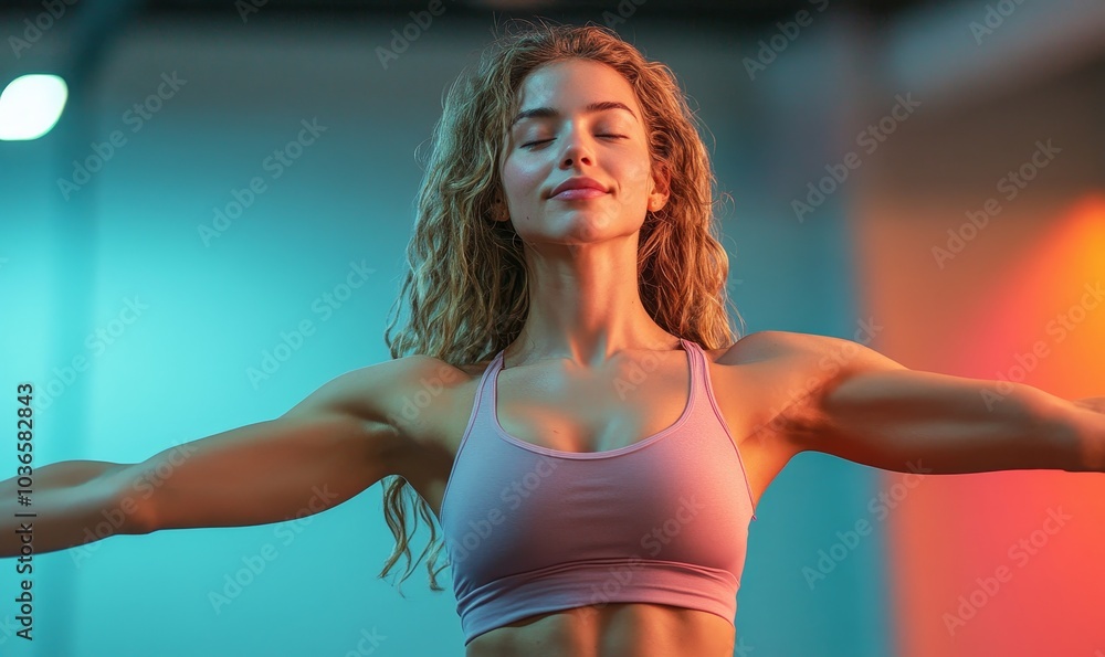 Muscle toning body movement in a studio, Generative AI