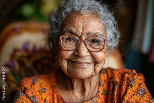Senior woman smiling after vaccination, Generative AI