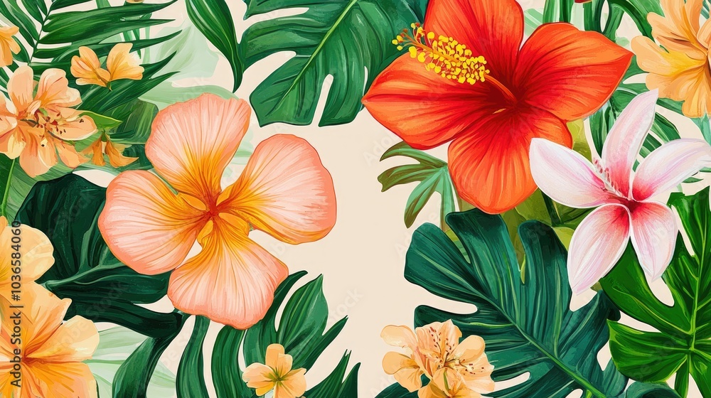 Floral and foliage block pattern for textile design applications Floral and foliage block pattern for textile design applications