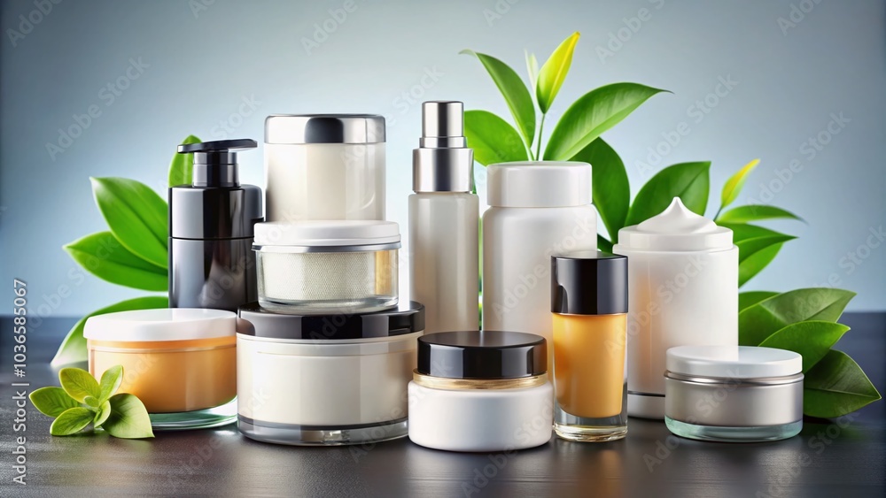 Skin essentials adorned on a white canvas of minimalism. Skin essentials adorned on a white canvas of minimalism.
