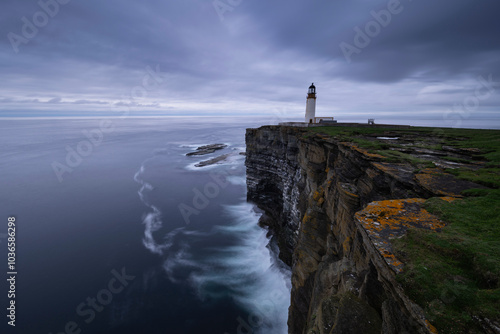 Clifftop Noup Head Lighthouse, Westray, Orkney Islands, Scotland photo