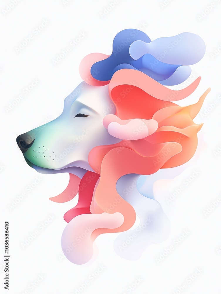 Elegant Abstract Dog Illustration with Flowing Pastel Shapes – Dreamy Digital Art Elegant Abstract Dog Illustration with Flowing Pastel Shapes – Dreamy Digital Art