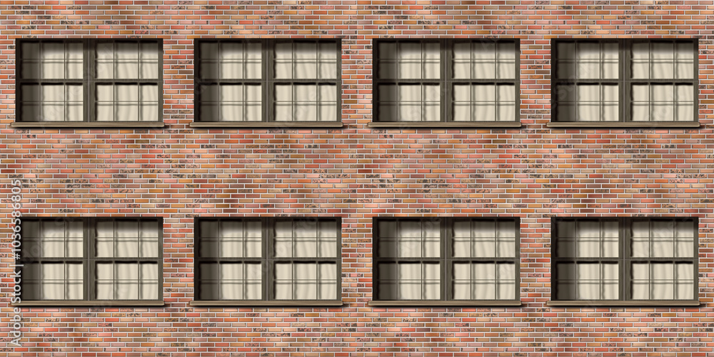 Fototapeta premium Brick wall facade with windows
