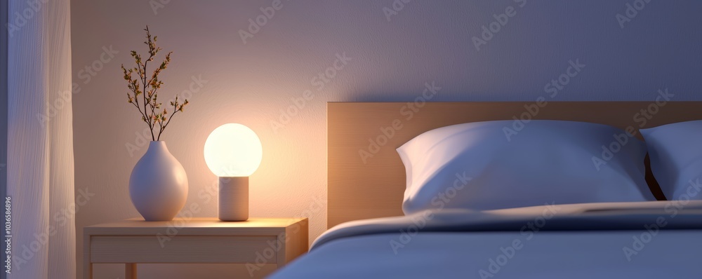 A serene and cozy bedroom with gentle lighting and minimalist decor, ideal for unwinding after a long day. A serene and cozy bedroom with gentle lighting and minimalist decor, ideal for unwinding after a long day.