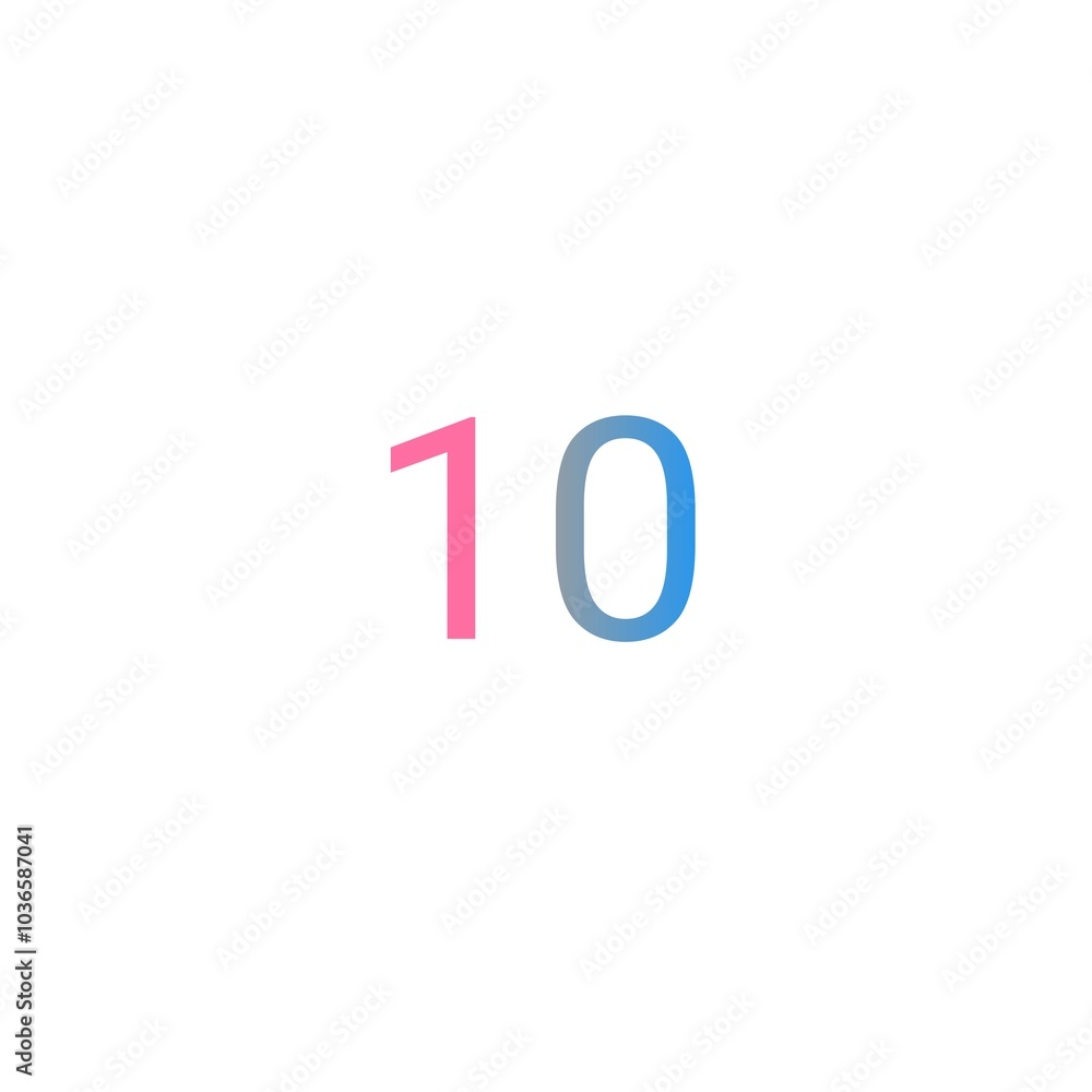 Colorful number ten on white background art print. Colorful number ten on white background art print.
