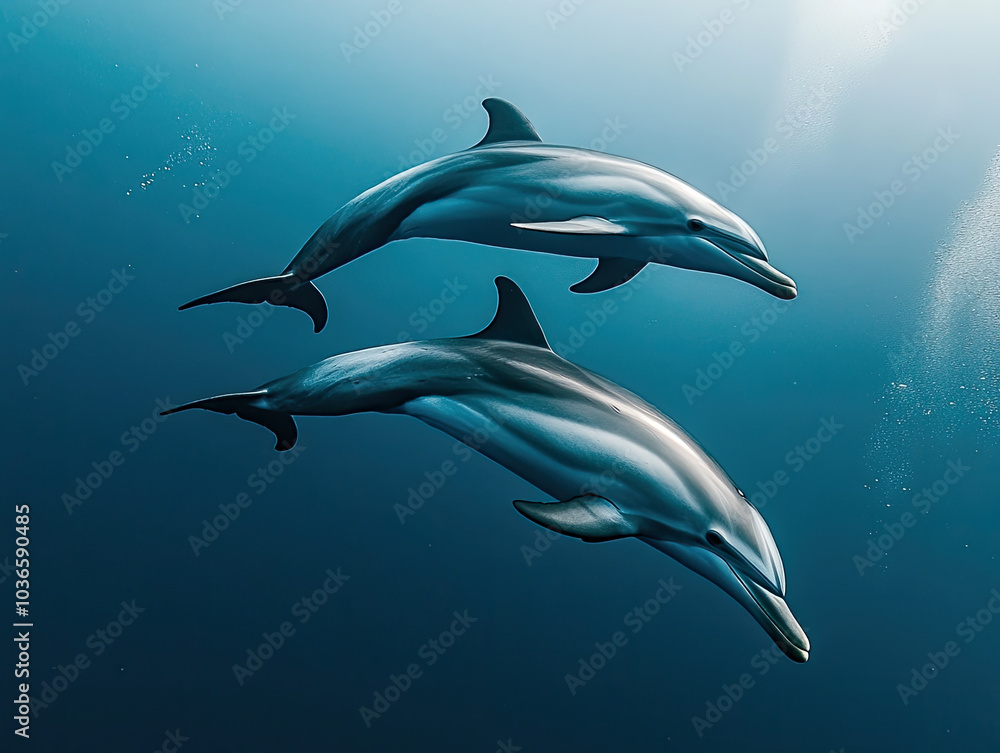 Dolphins Joyfully Leaping Together in a Spectacular Mid-Air Display Dolphins Joyfully Leaping Together in a Spectacular Mid-Air Display
