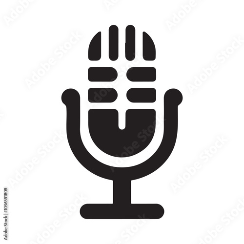 Microphone Icon Silhouette Logo Sticker Vector Isolated on White Background Audio Symbol Design