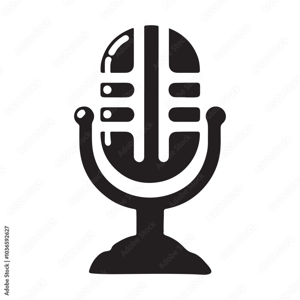 Microphone Icon Silhouette Logo Sticker Vector Isolated on White Background Audio Symbol Design Microphone Icon Silhouette Logo Sticker Vector Isolated on White Background Audio Symbol Design