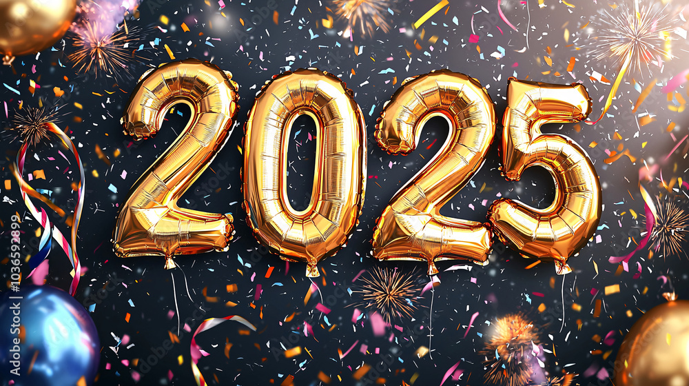 2025 Happy New Year Celebration With Glitter And Fireworks In Eve Night
2025 Happy New Year Celebration With Glitter And Fireworks In Eve Night