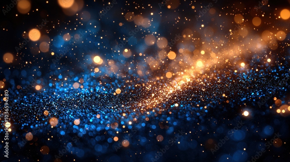 Fototapeta premium Colorful sparkling galaxy background with vibrant blue and orange hues creating a stunning cosmic effect