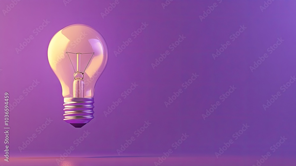 Floating Light Bulb on Gradient Background