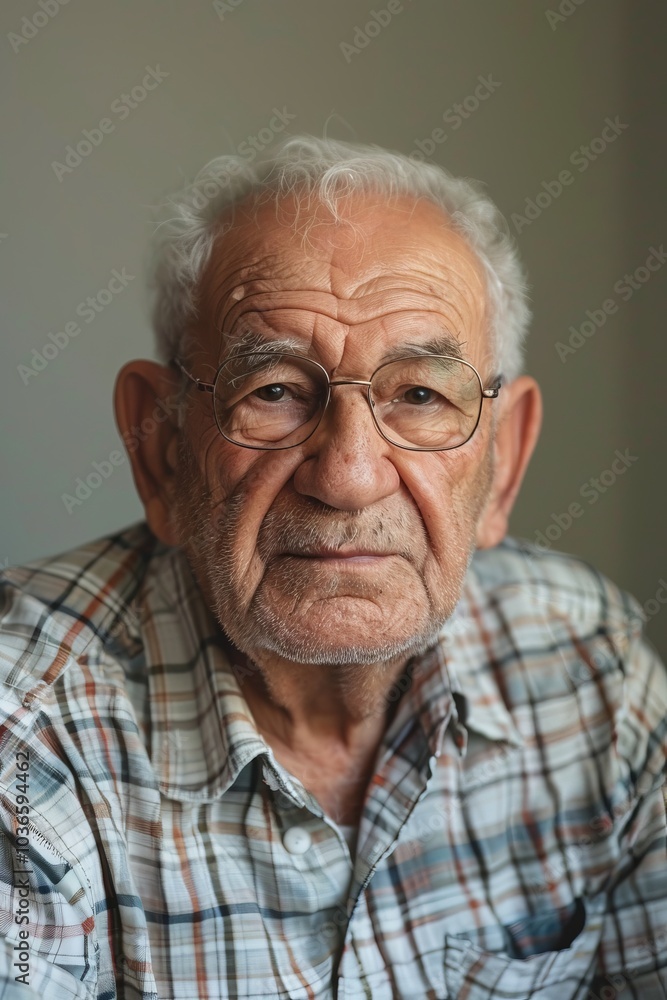 Elderly man on a simple background with room for copy Elderly man on a simple background with room for copy