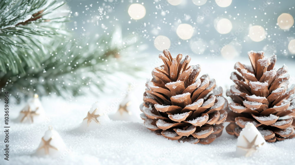 Beautiful christmas greeting card with pine cones Beautiful christmas greeting card with pine cones