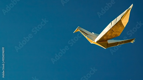 Elegant Origami Bird Against Clear Blue Sky