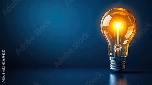 Bright Idea with Illuminated Light Bulb on Dark Background