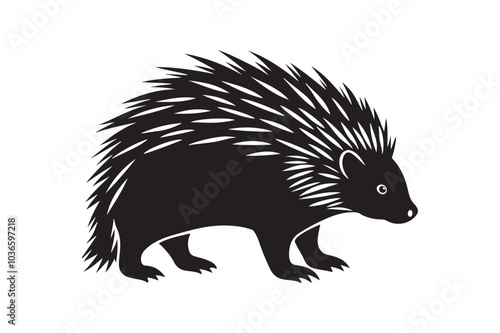 North American porcupine silhouette vector illustration