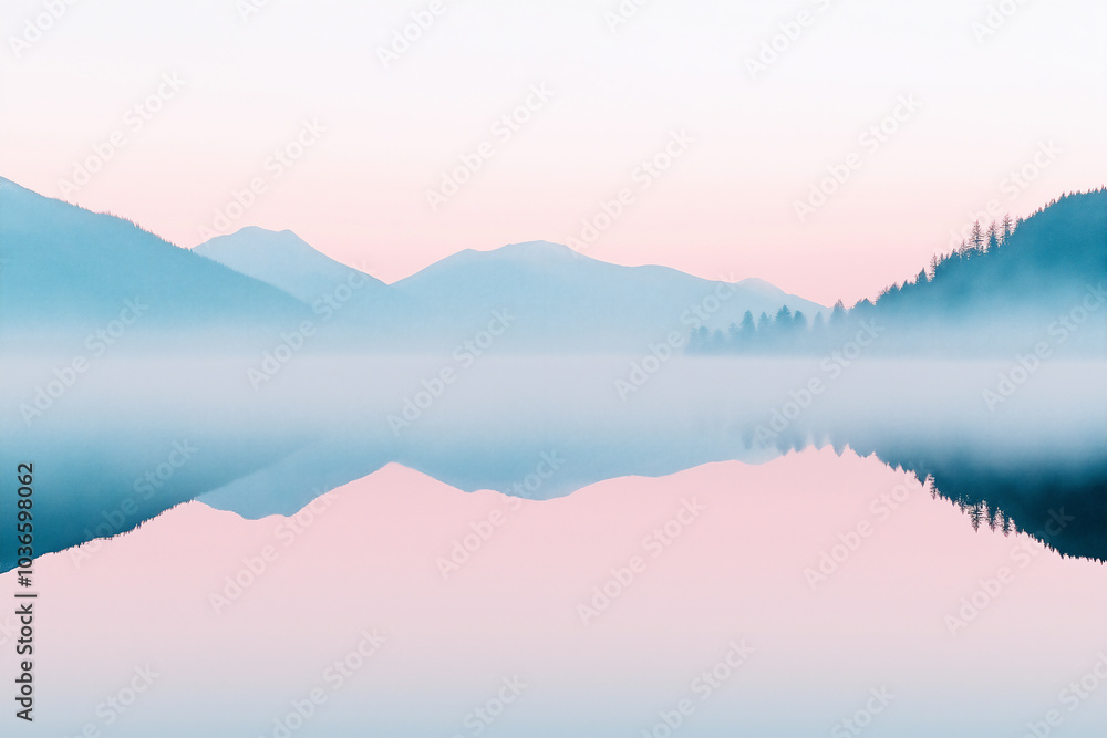 Misty Lake Reflection Misty Lake Reflection