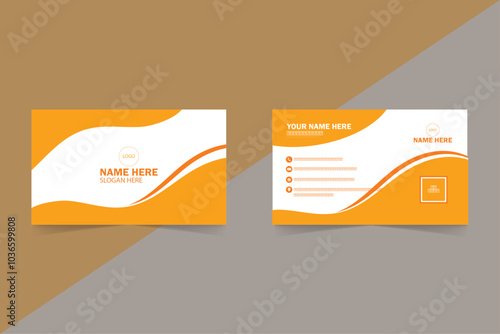 Vector clean style yellow  business card template.