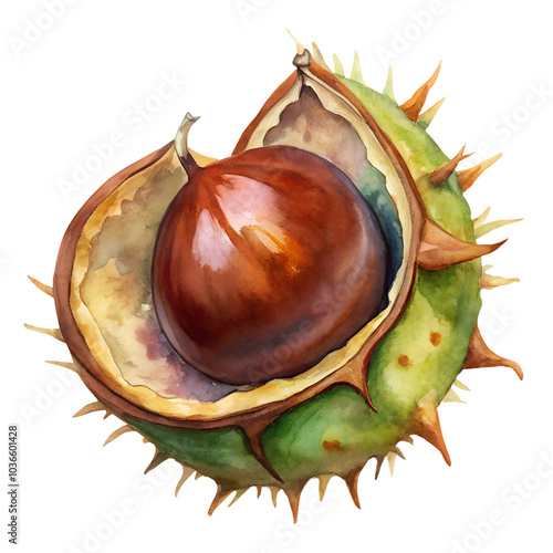 Watercolor hand drawn Chestnut