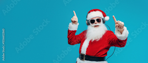 Joyful Santa with cool shades, enjoying festive vibes