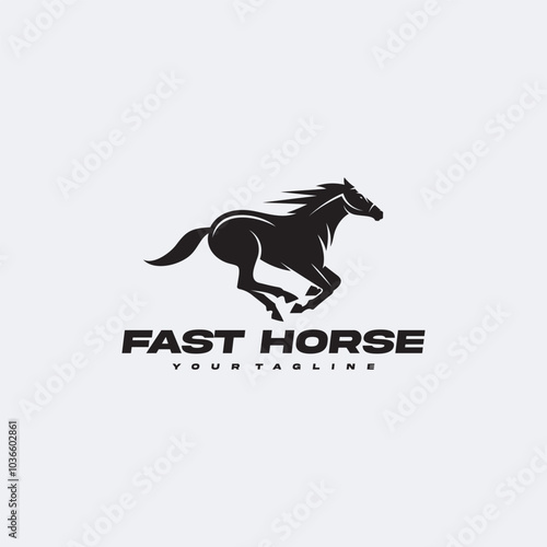 fast running horse silhouette logo vector illustration design
