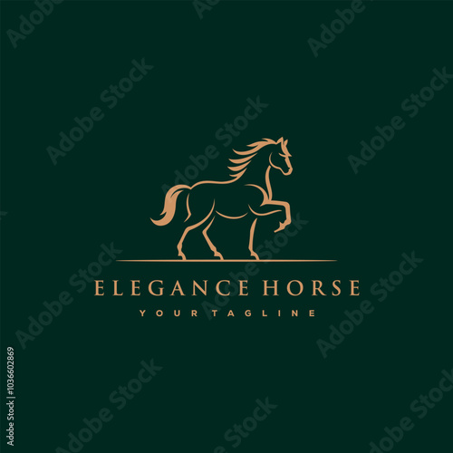 Elegant Horse Silhouette Logo Vector Illustration on Black Background