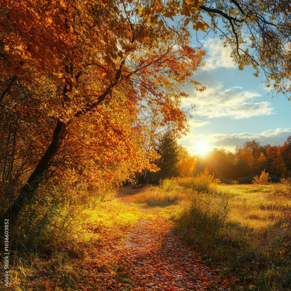 Autumn landscape with colorful foliage