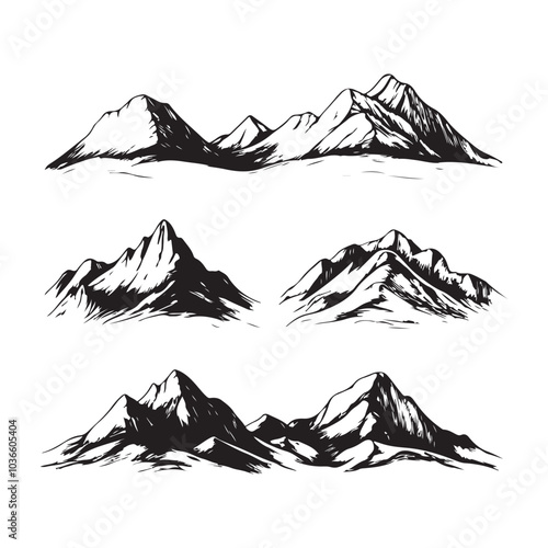 set of mountain peaks