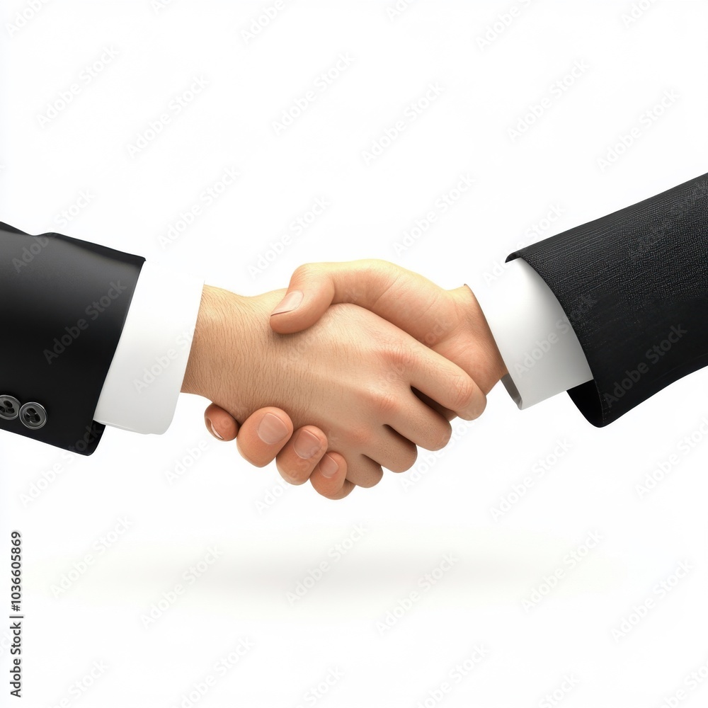 Business handshake between two men in suits, symbolizing partnership and agreement Business handshake between two men in suits, symbolizing partnership and agreement