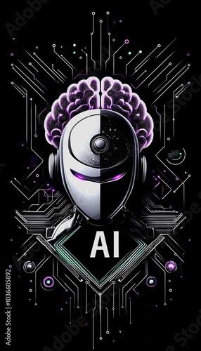 copy space robot illustrationAi intelligent computer brain photo