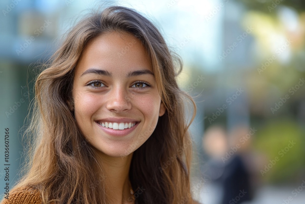 Smiling university student in campus, Generative AI Smiling university student in campus, Generative AI