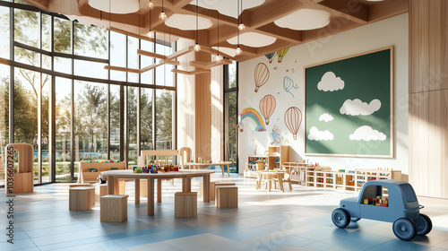 明るくカラフルな幼稚園のインテリア