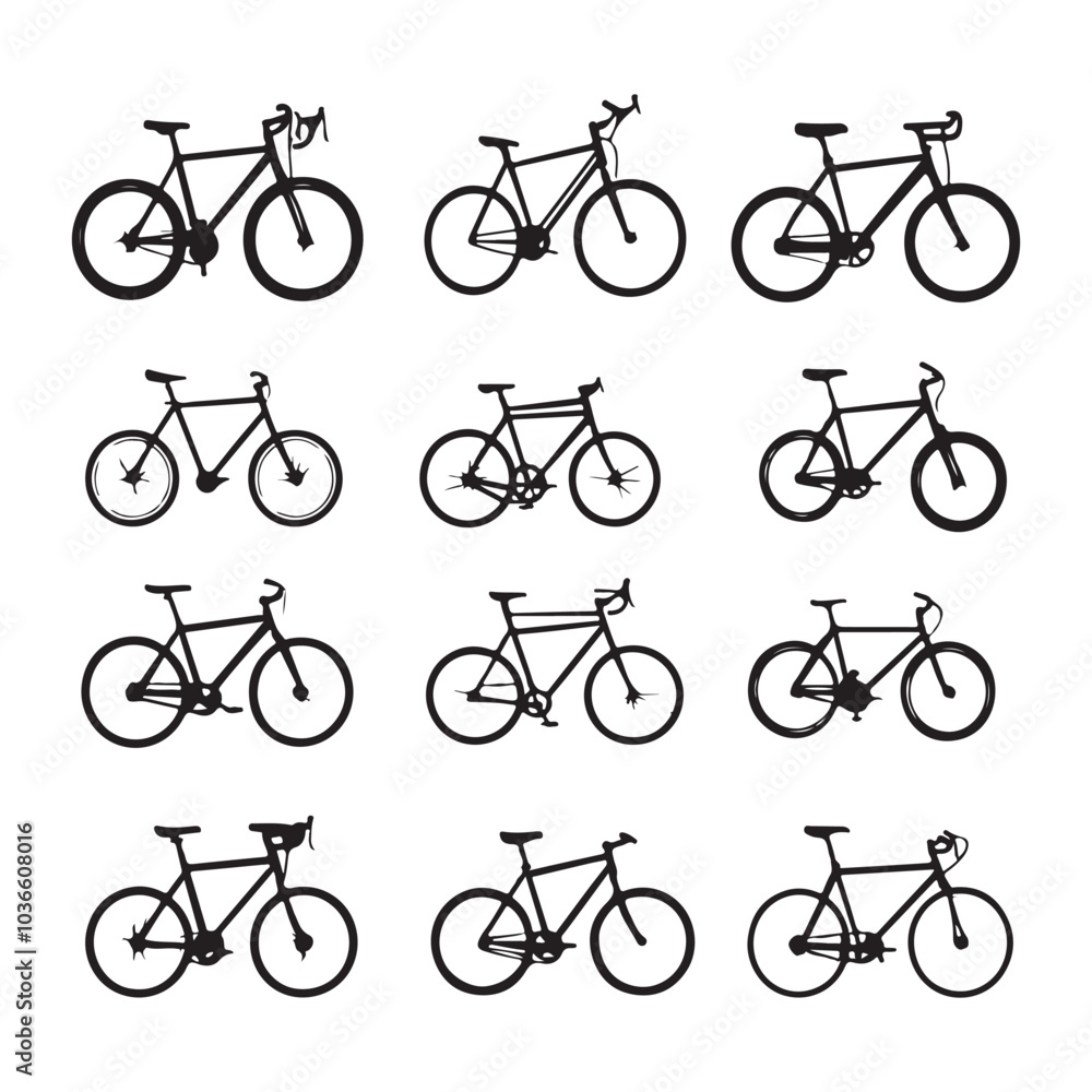 set of bicycle icons set of bicycle icons