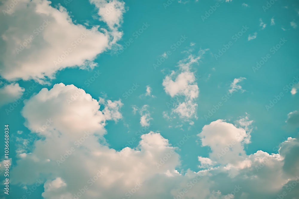 Fototapeta premium Blue sky background with white clouds. 