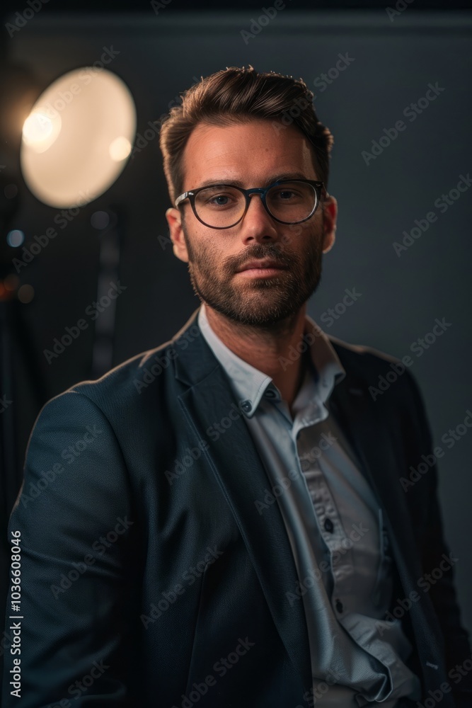Obraz premium Business professionals portrayed in a well-lit studio environment, showcasing their expertise and contributions.