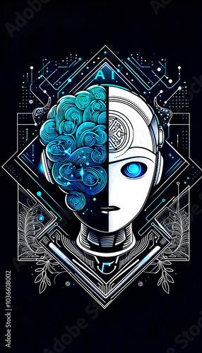 copy space robot illustrationAi intelligent computer brain photo