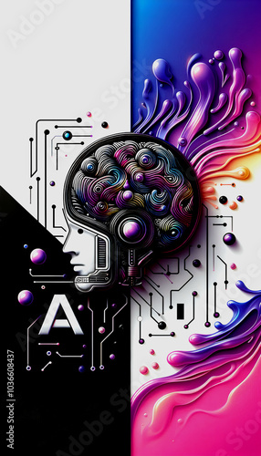 copy space robot illustrationAi intelligent computer brain photo