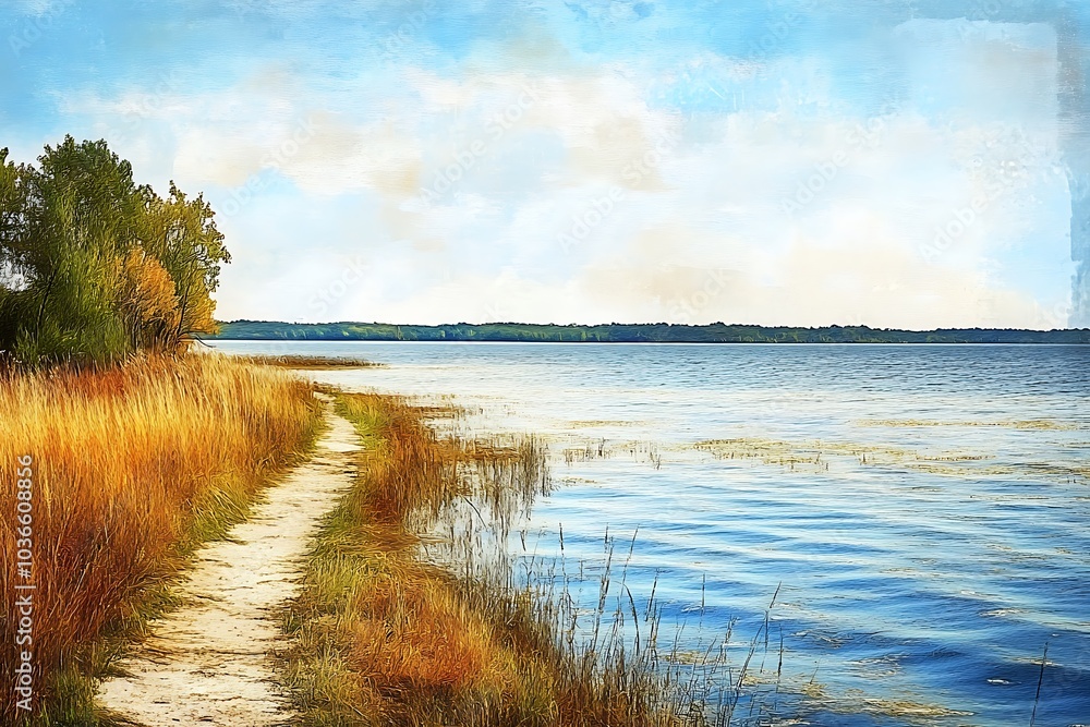 Landscape with lake and sky Landscape with lake and sky
