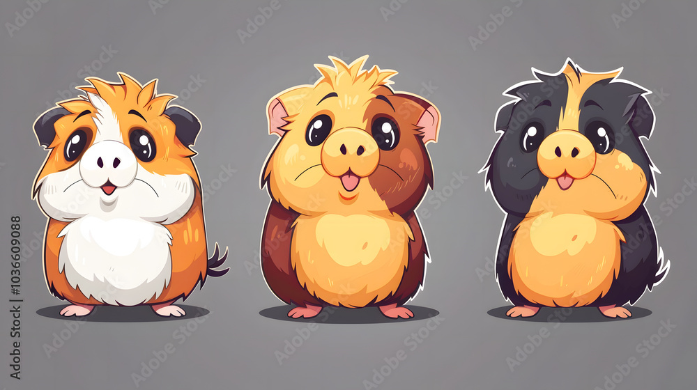 Vector cute guinea pig cartoon style vector design Vector cute guinea pig cartoon style vector design
