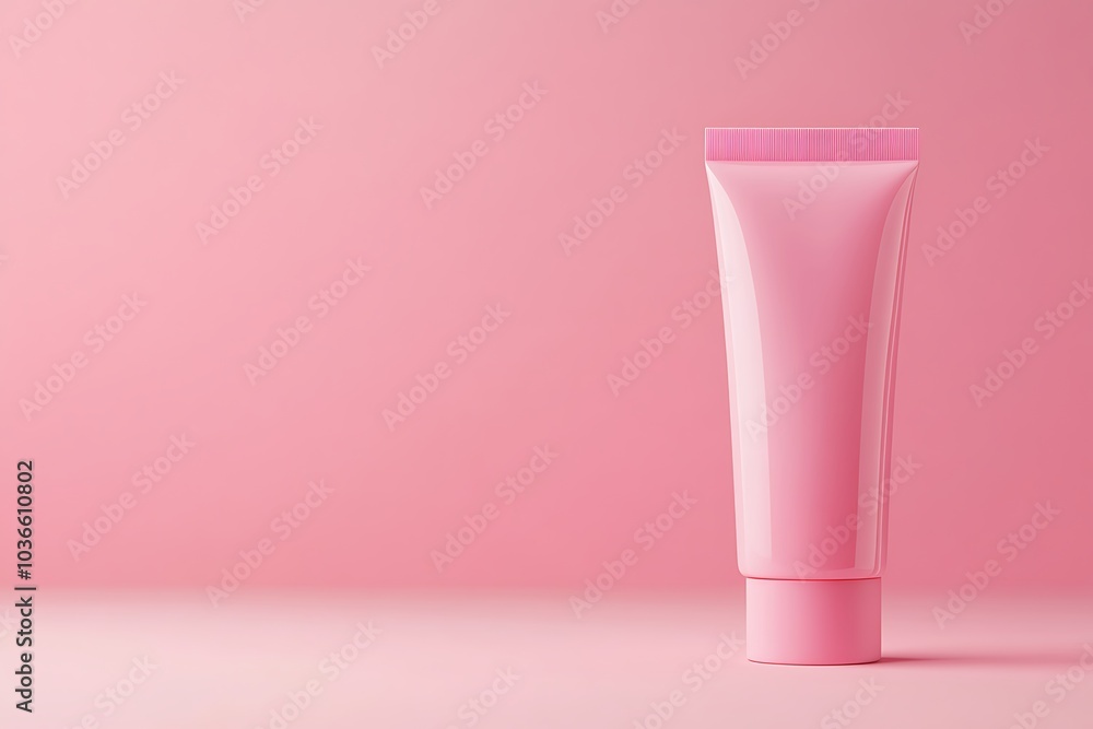 Pink cosmetic tube isolated pink background. Pink cosmetic tube isolated pink background.