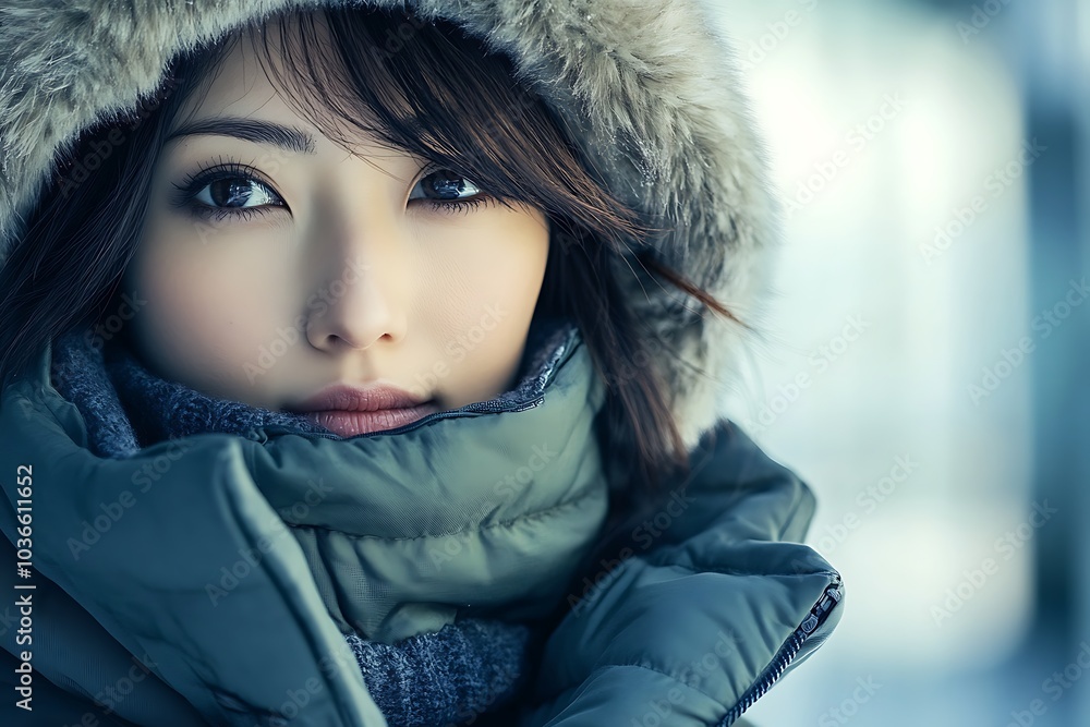 Japanese woman in winter, fashion in winter concept. Japanese woman in winter, fashion in winter concept.