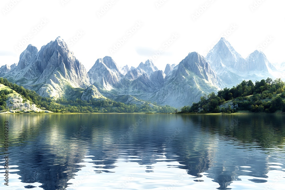 Beautiful mountain in winter on white background. Beautiful mountain in winter on white background.