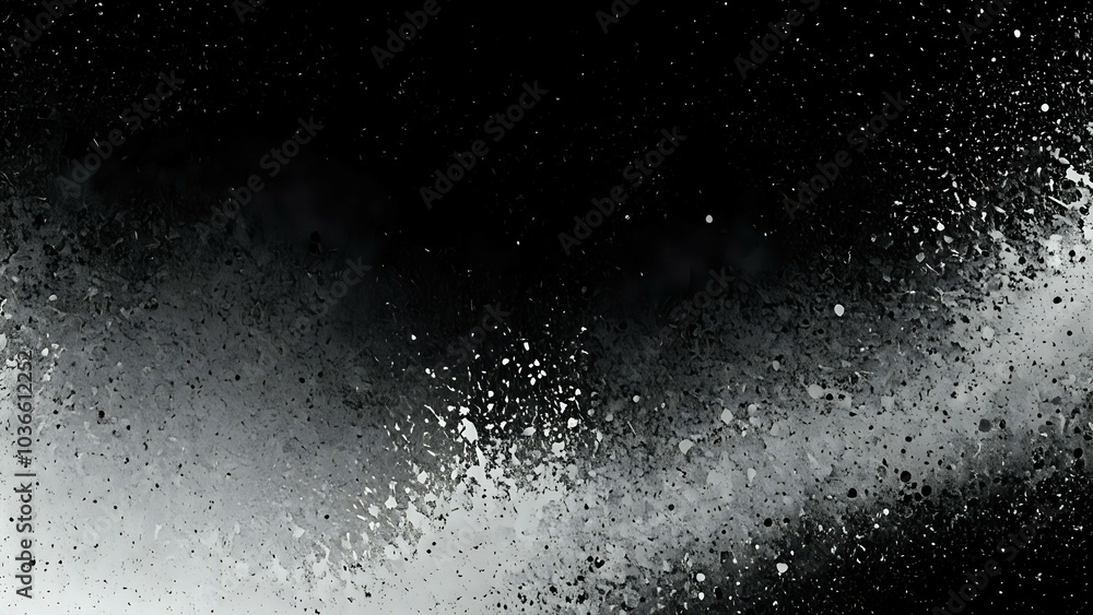 Fototapeta premium Abstract black and white splattered paint background.